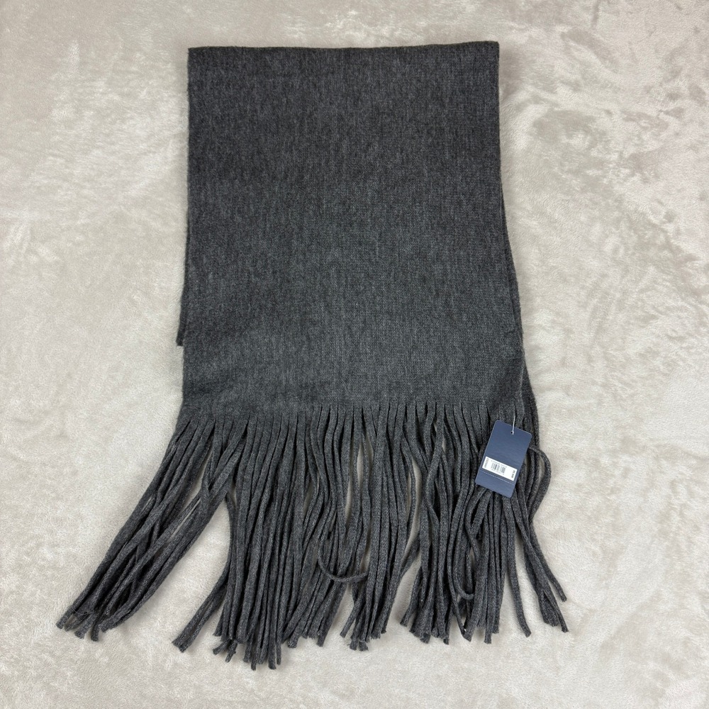 Lucky Brand Scarf Los Angeles Women 87.5 x 14.5 Gray Tassel Fringe Winter NWT